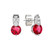 Silver Round Ruby Stone W/Pave Bale Earrings