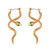 Tc Snake Green Eye Long Earrings Gold