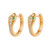 Tc Snake Pave Set Green Eye Huggie Earring Midi Gold