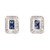 Silver Earrings Sapphire Centre White Surround