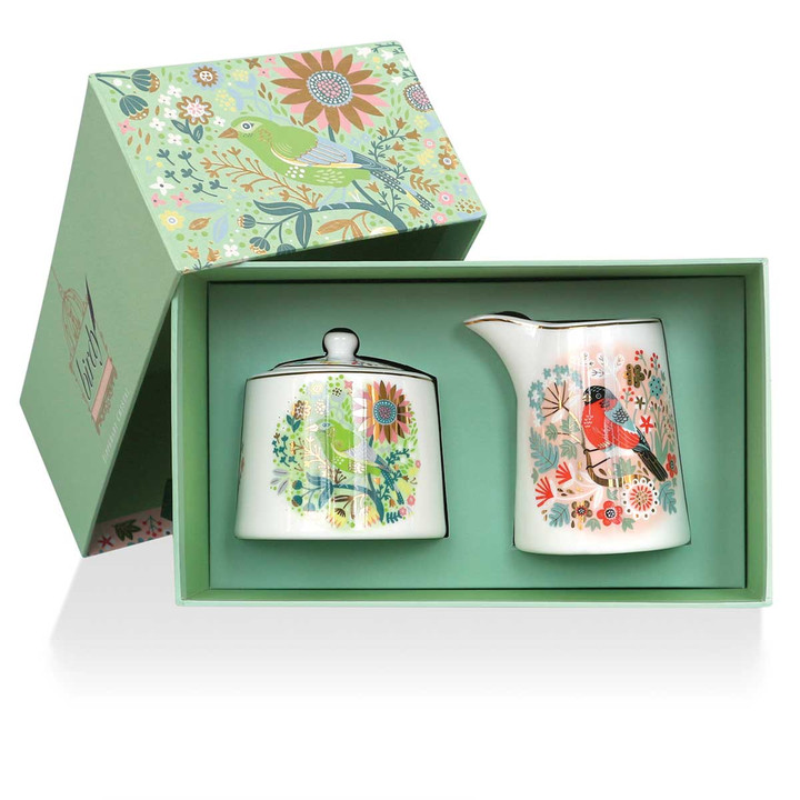 Tipperary Birdy Greenfinch Sugar Bowl & Bullfinch Milker Set