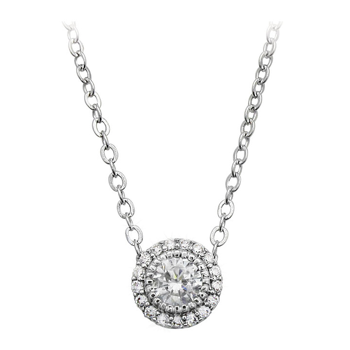 Silver Stud Cz With Pave Surround Pendant