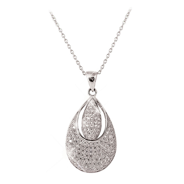 Silver Pendant Wide Pave Stone Set Silver Pendant Wide Pave Stone Set