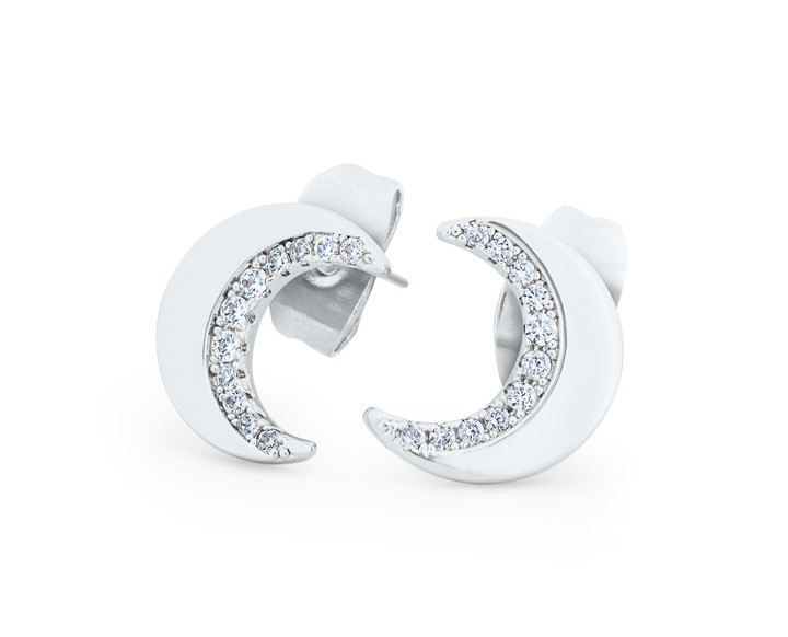 HALF MOON STUD EARRINGS - SILVER