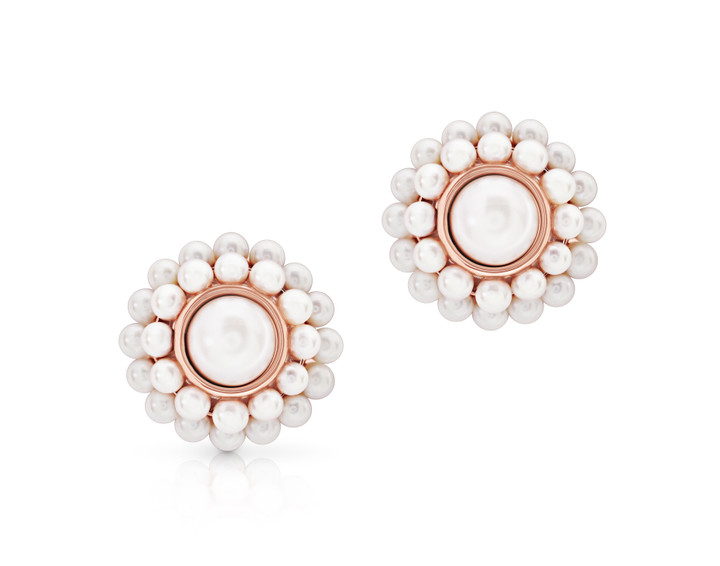 Romi Rose Gold Pearl Cluster Earrings