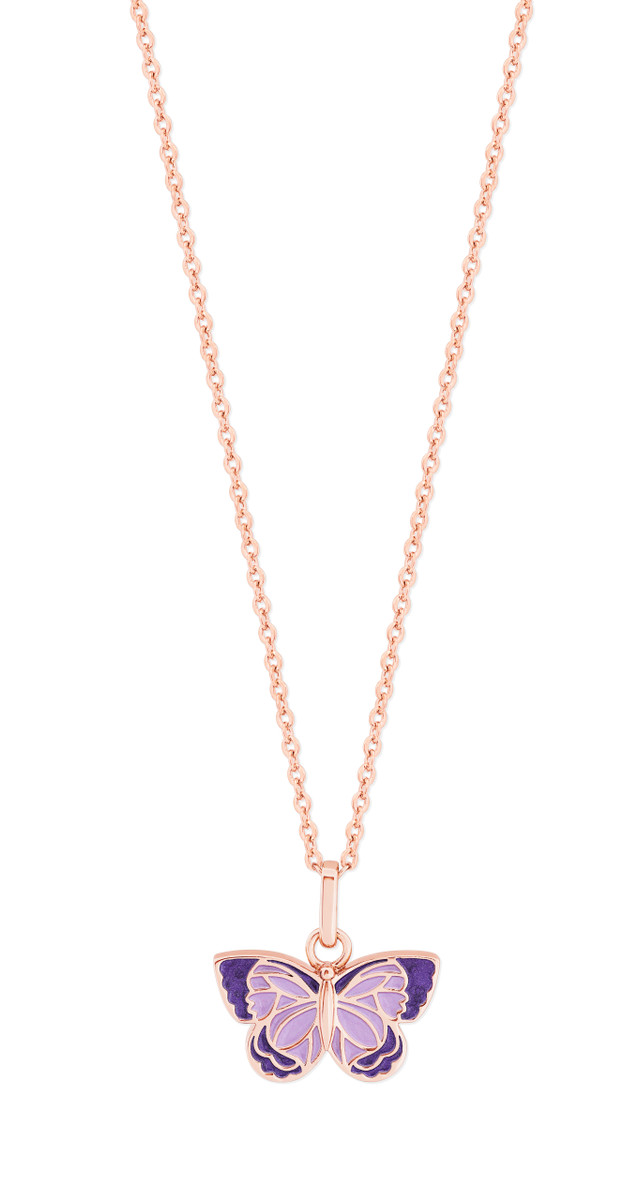 TC BUTTERFLY - ROSE GOLD PENDANT WITH PURPLE ENAMEL FILL