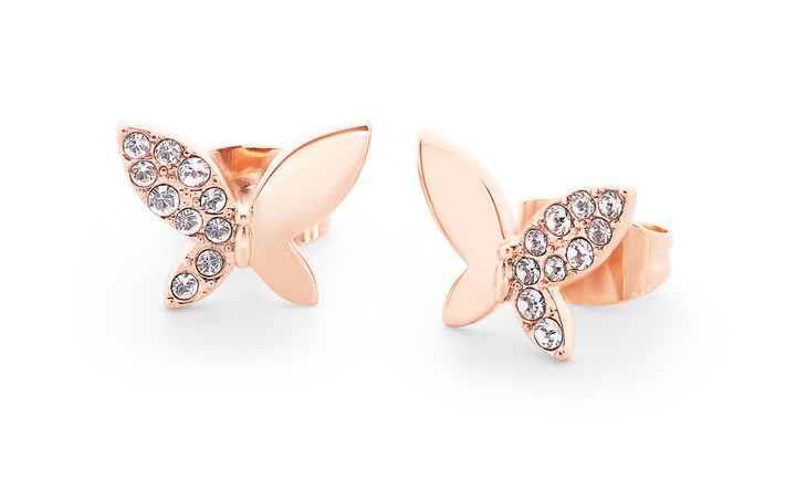 TC BUTTERFLY - HALF CLEAR CZ STUD EARRINGS
