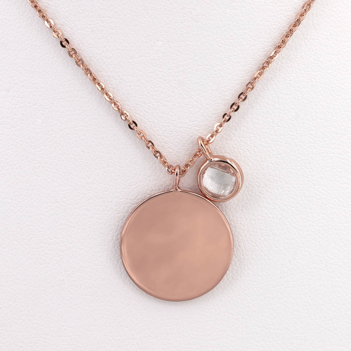 Personalised Rose Gold Disc Pendant 18mm Personalised Rose Gold Disc Pendant 18mm