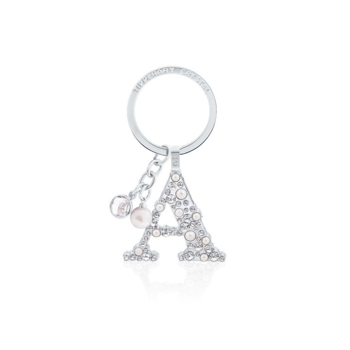 Tipperary Crystal Pearl & Diamond Letter "A" Keyring