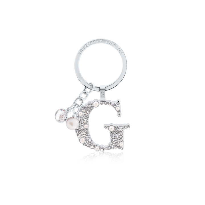 Tipperary Crystal Pearl & Diamond Letter "G" Keyring