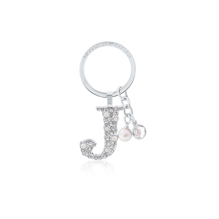 Tipperary Crystal Pearl & Diamond Letter "J" Keyring