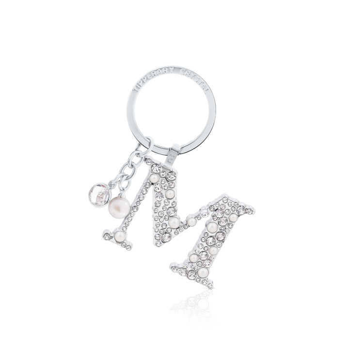 Tipperary Crystal Pearl & Diamond Letter "M" Keyring