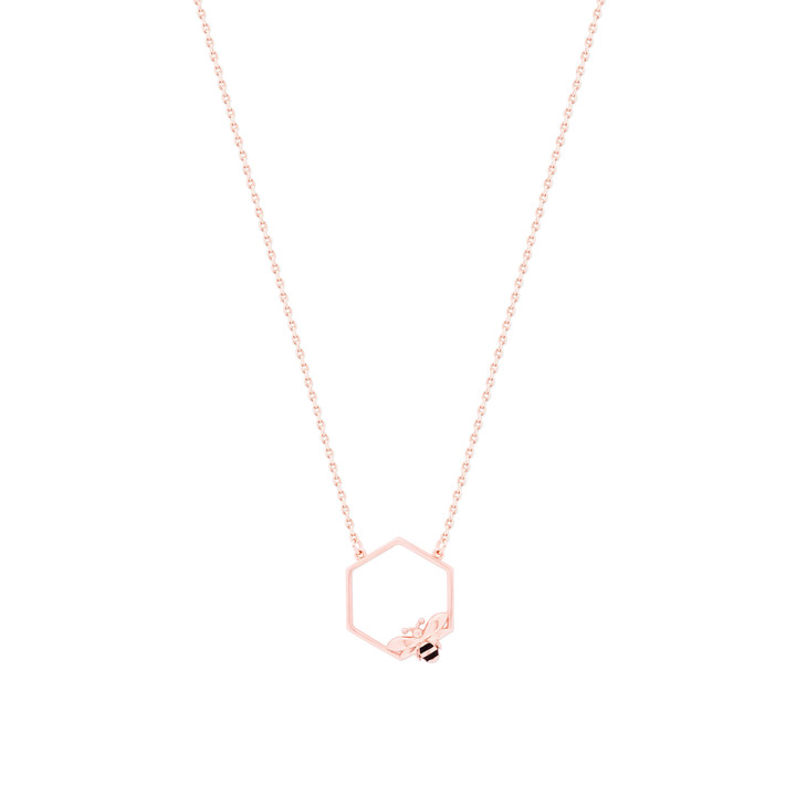BEE ROSE GOLD HEXAGONAL PENDANT BEE ROSE GOLD HEXAGONAL PENDANT