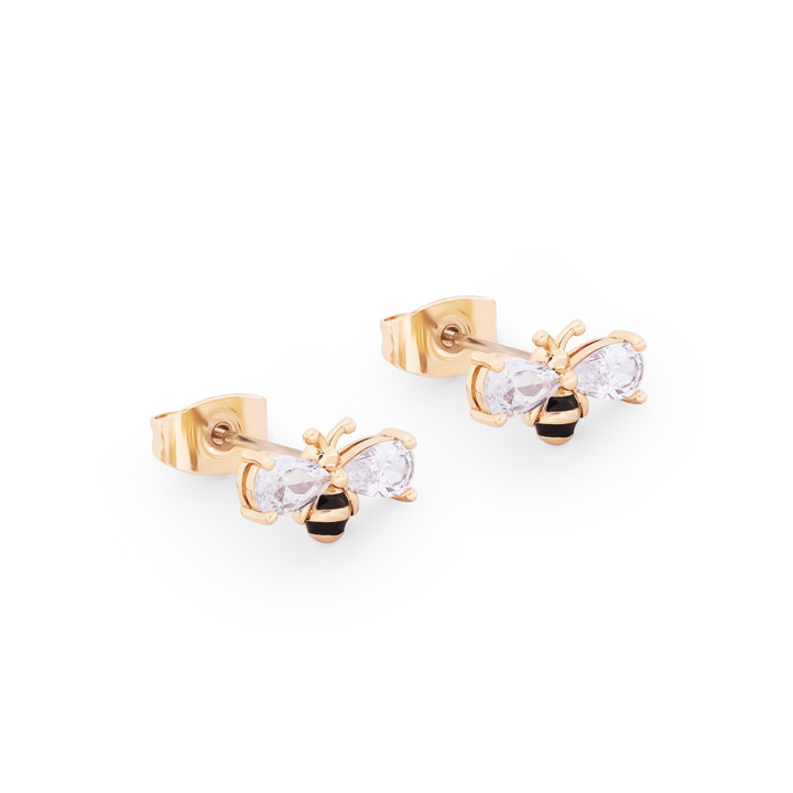 BEE YELLOW GOLD BALL STUD EARRINGS BEE YELLOW GOLD BALL STUD EARRINGS
