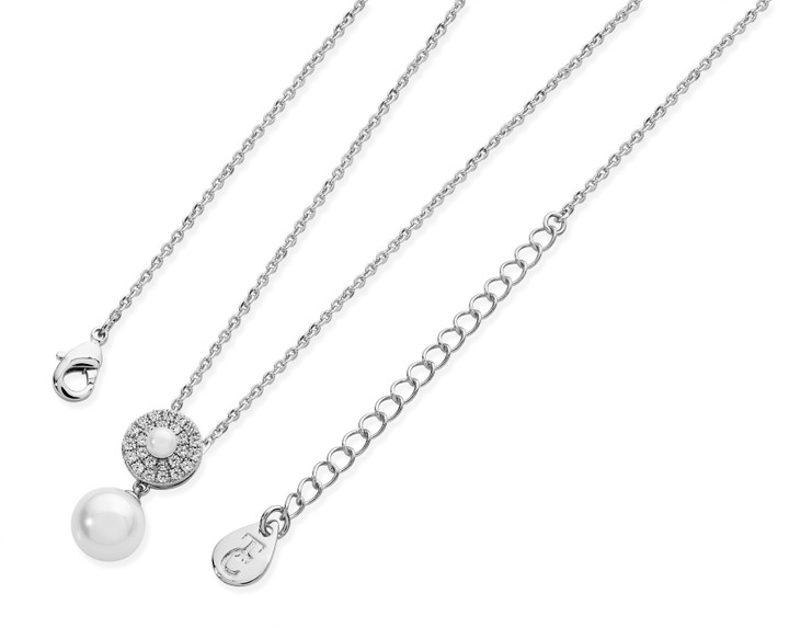 STERLING SILVER PAVE CIRCLE WITH DROP PEARL PENDANT STERLING SILVER PAVE CIRCLE WITH DROP PEARL PENDANT