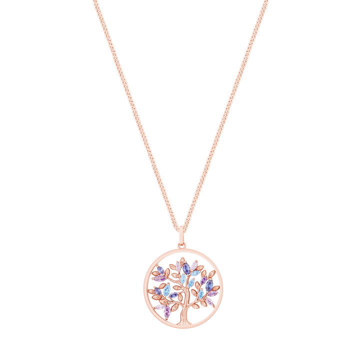 Tree Of Life Circle Blue Marquise Cz Rg Pendant