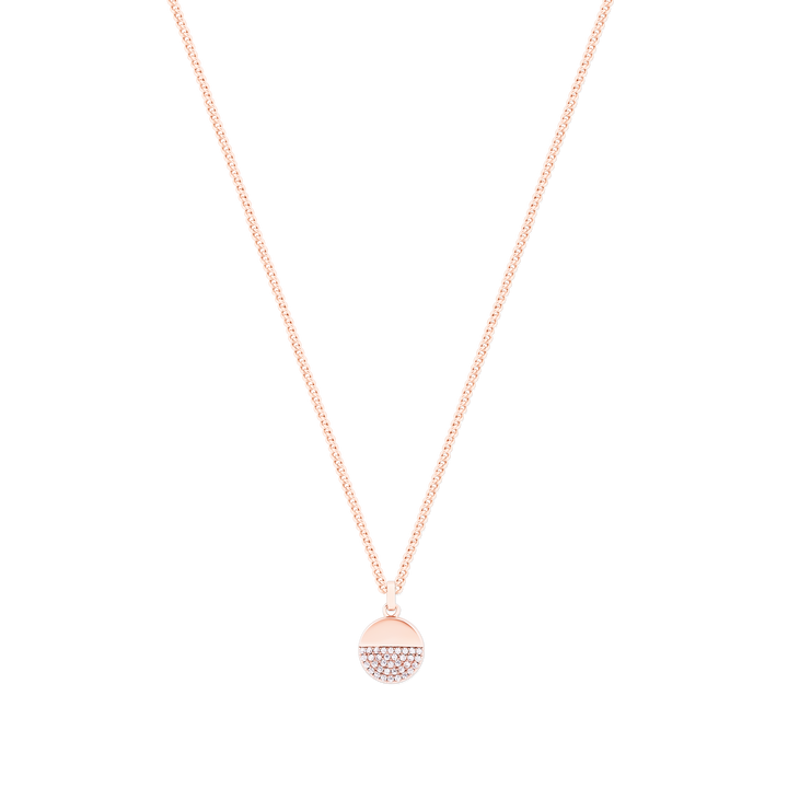 CIRCLE PAVE ROSE GOLD HALF PAVE PENDANT