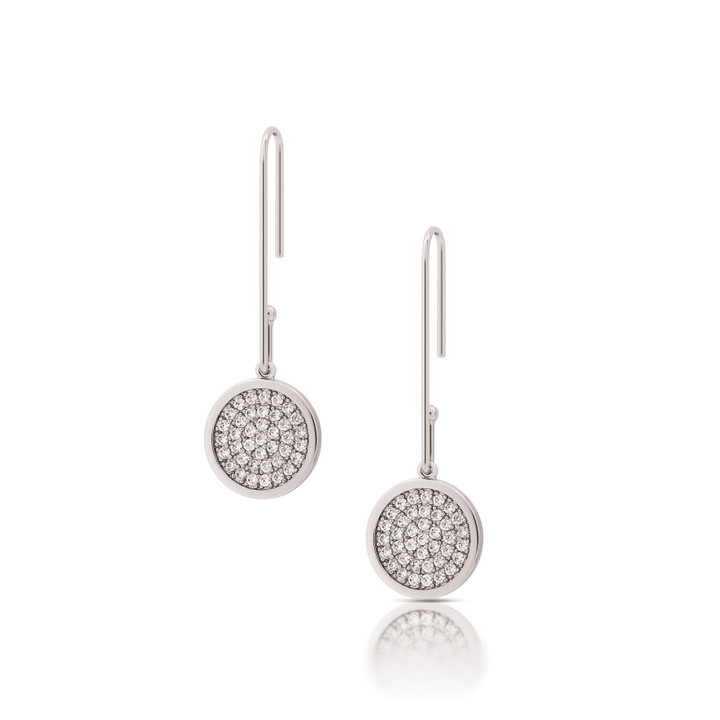 ROMI SILVER BENT PAVE EARRINGS ROMI SILVER BENT PAVE EARRINGS