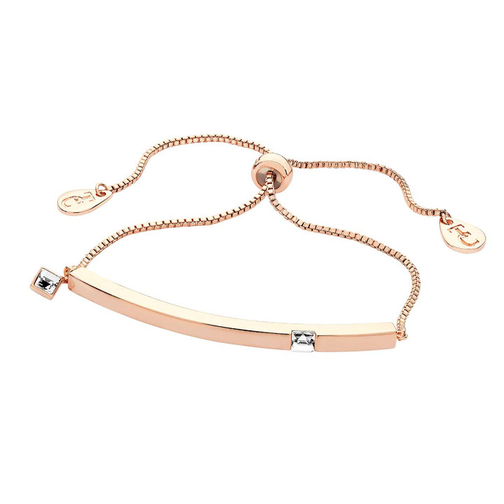 April - Rose Gold Bar Birthstone Bracelet - Clear Crystal