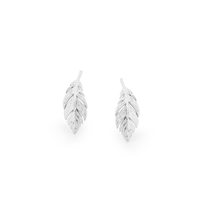 FEATHER MINI STUD EARRINGS SILVER FEATHER MINI STUD EARRINGS SILVER