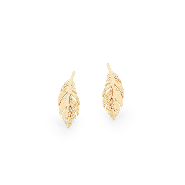 FEATHER MINI STUD EARRINGS GOLD