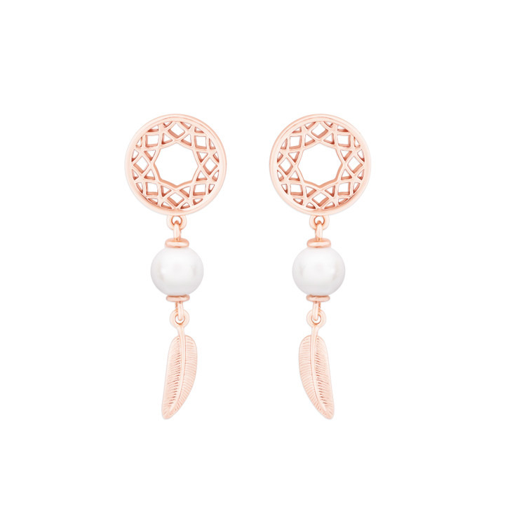 FEATHER & PEARL BOHO EARRINGS RG