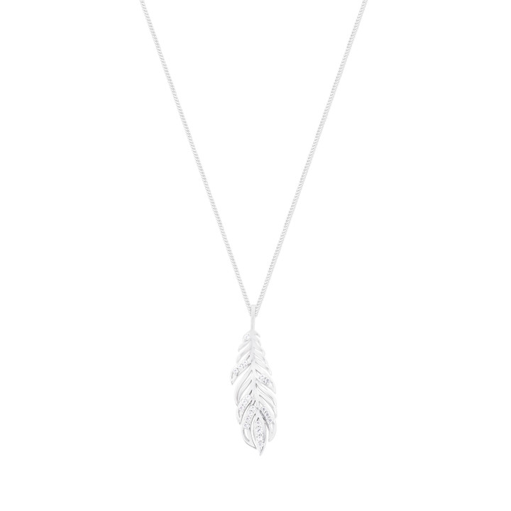 FEATHER PENDANT INSET WITH CZ SILVER FEATHER PENDANT INSET WITH CZ SILVER