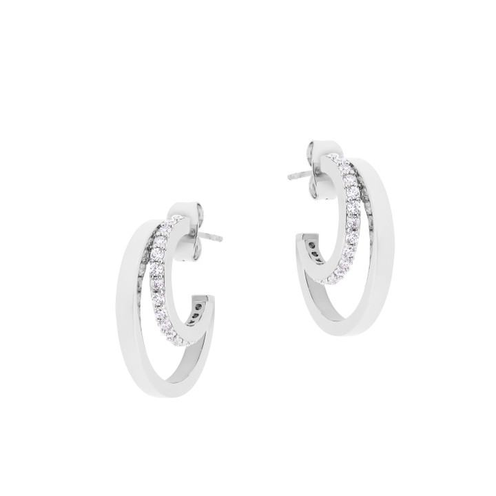TC DOUBLE C EARRINGS SILVER
