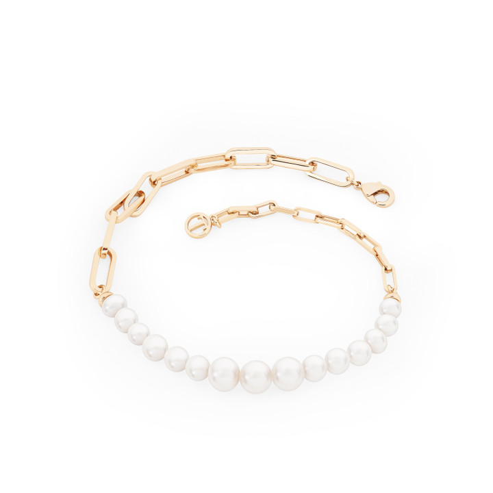 TC PEARL & CHAIN LINK BRACELET GOLD