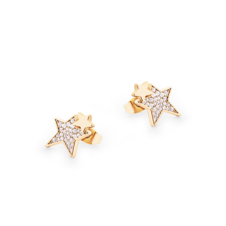 TC DOUBLE STAR EARRINGS GOLD