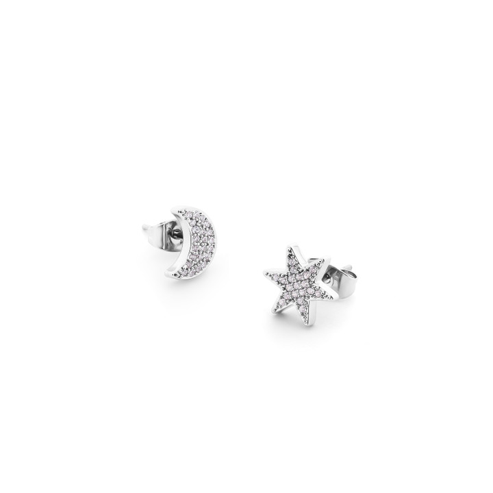 TC MOON & STAR EARRINGS SILVER