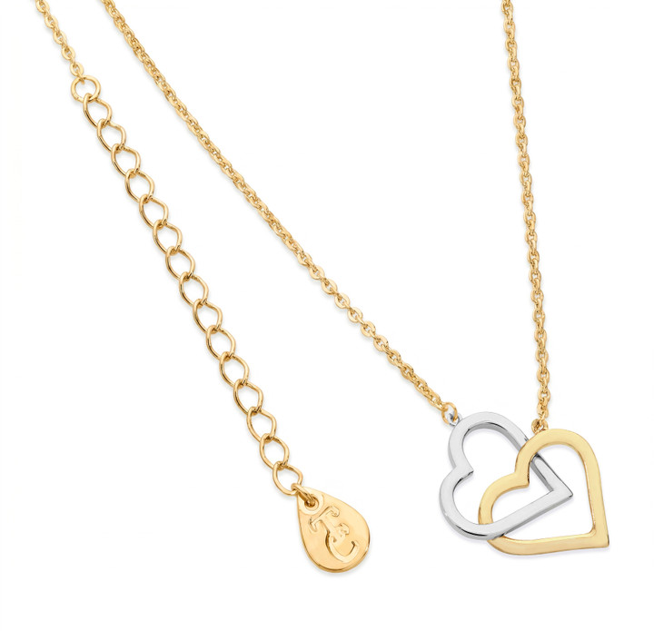 INTERLINKED TWO TONE HEART SILVER & GOLD