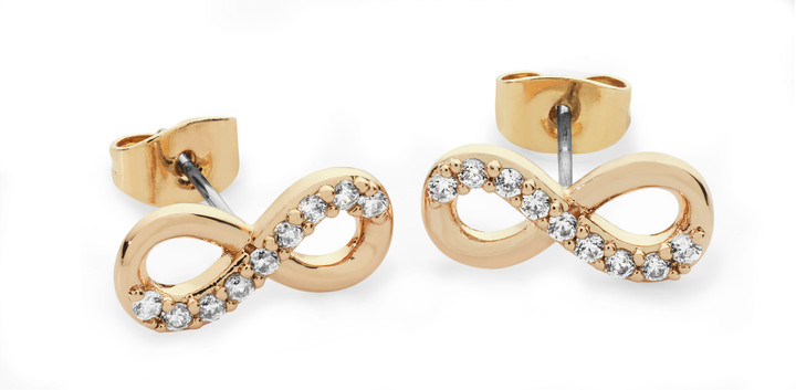 PART STONE SET INFINITY STUD EARRINGS GOLD