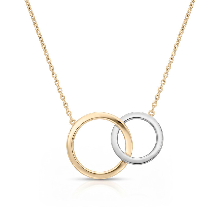 INTERLOCKING CIRCLES PENDANT SILVER & GOLD