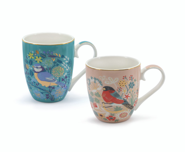 BIRDY SET 2 MINI MUGS (BLUE TIT & BULLFINCH)
