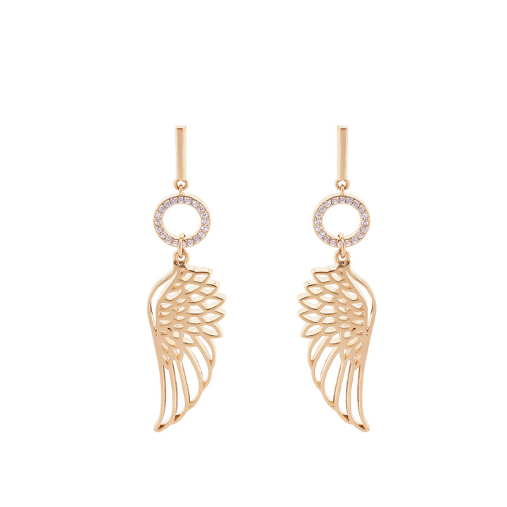 Angel Wings Bar & Crystal Earrings Gold Angel Wings Bar & Crystal Earrings Gold