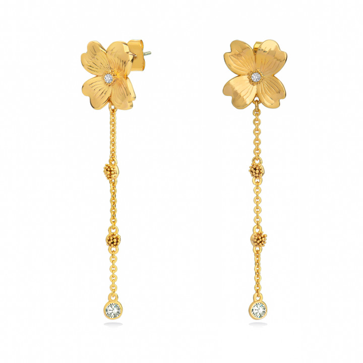 Le Fleur Collection Cz Drop Earrings Yellow Gold