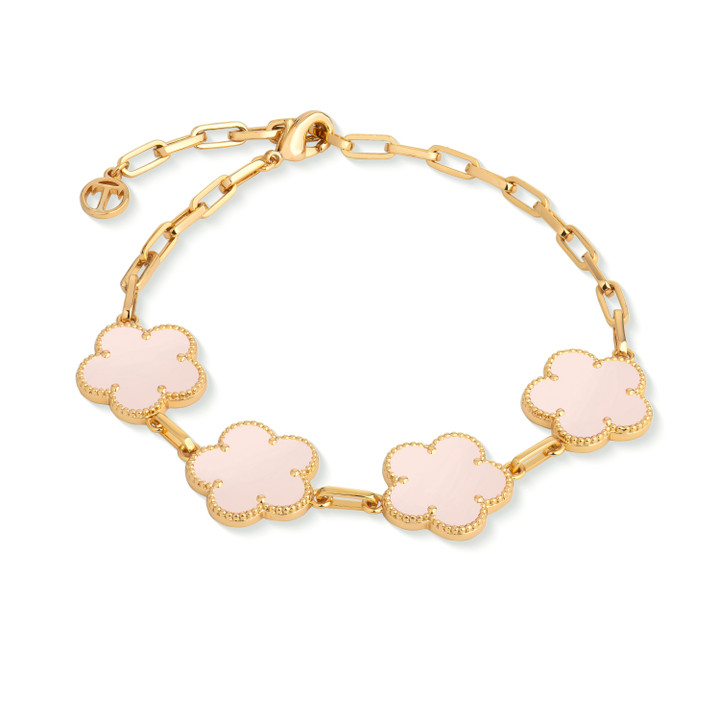 Le Fleur Collection Pink Bracelet 4 Charm Yellow Gold Le Fleur Collection Pink Bracelet 4 Charm Yellow Gold