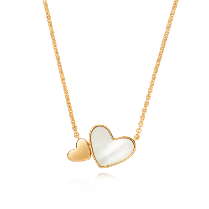 Heart Pendant - Mother Of Pearl Inset - Gold
