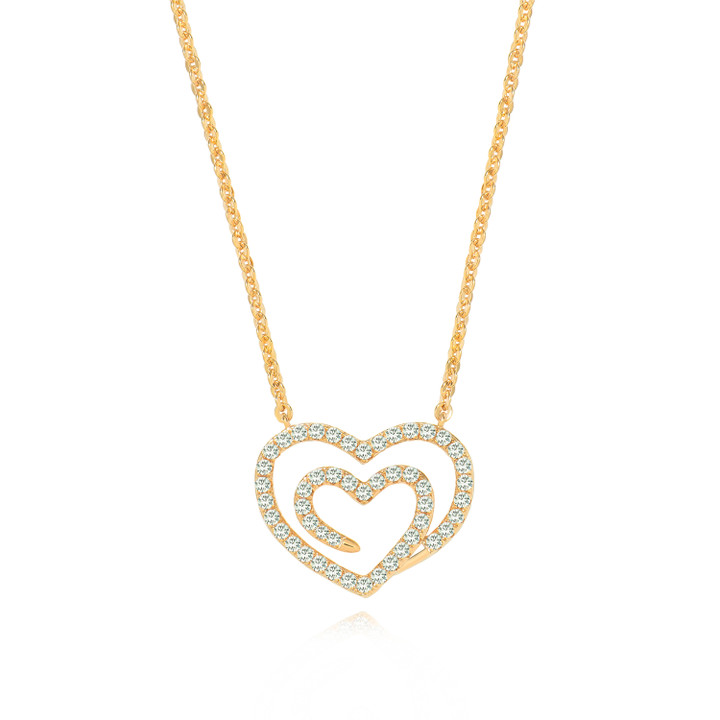 Heart Pendant Gold Swirl Heart CZ Inset