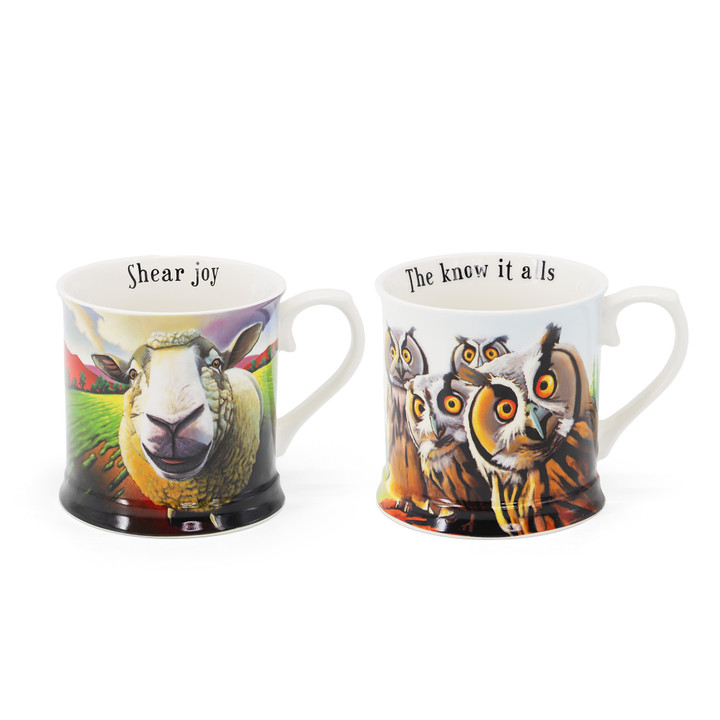 Beyond the Herd Set 2 Tankards (Sheep, Owls)