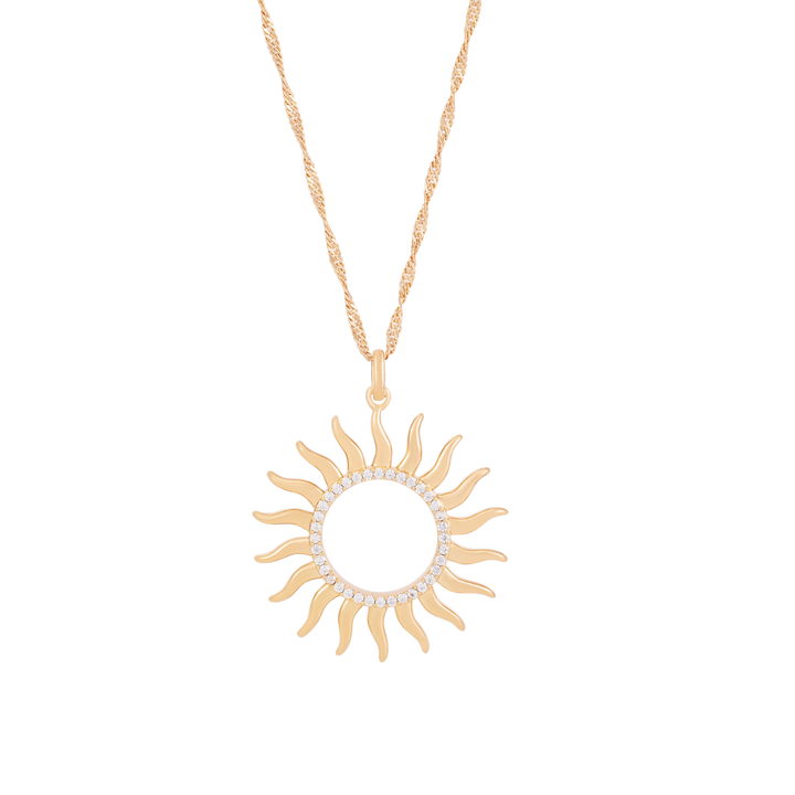Soleil Open Cz Sun Pendant Gold - New 2025