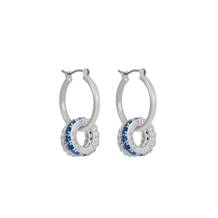 Tc Halo Night Small Hoop Earrings Silver  & Blue NEW 2025
