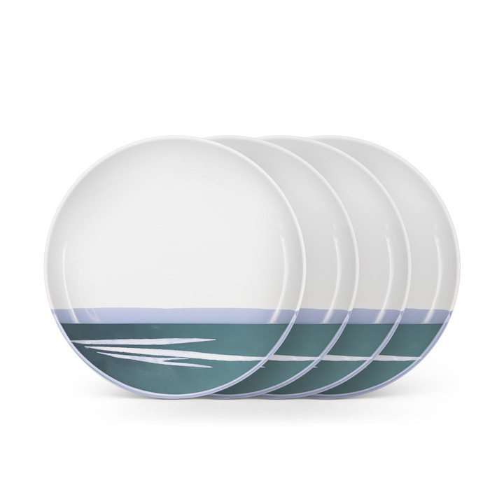 Paul Maloney Teal Set of 4 Dinner Plates