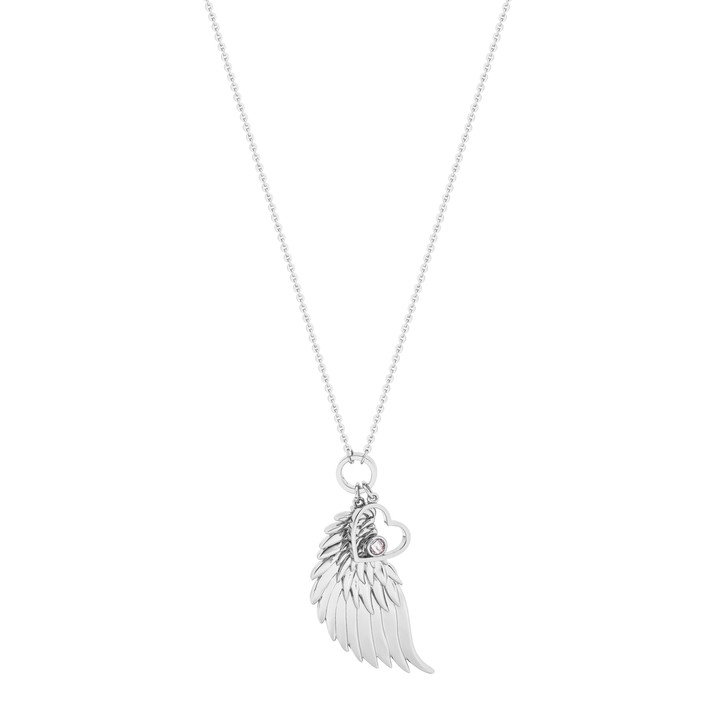Angel Wing Heart Pendant Silver