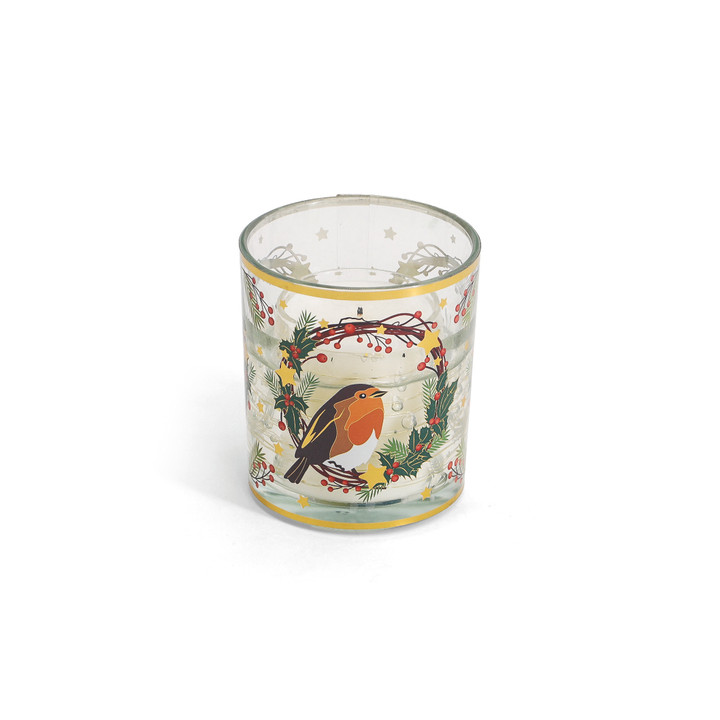 Robin Wreath LED Light Up Candle