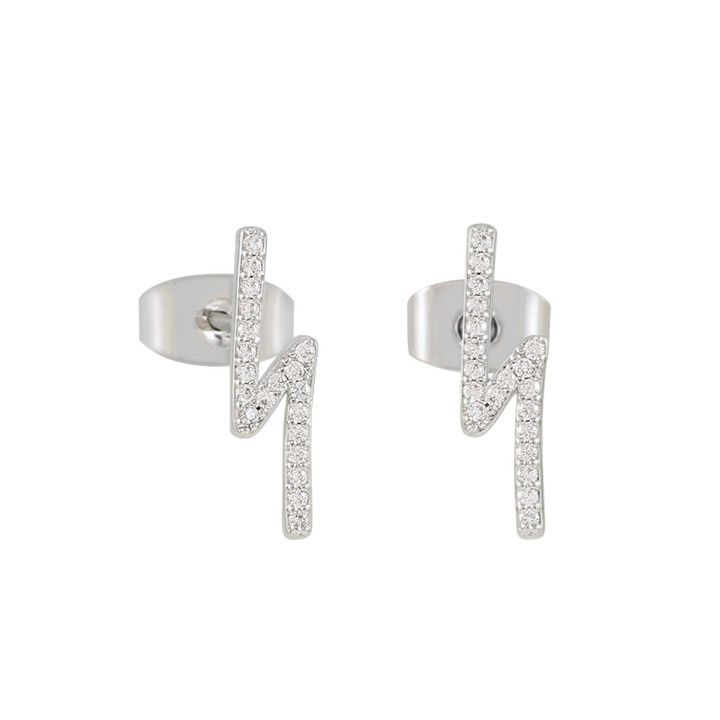 Tc Lightning - Stud Earring With Cz Silver