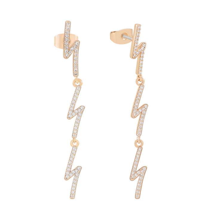 Tc Lightning - Triple Drop Earrings With Cz Gold