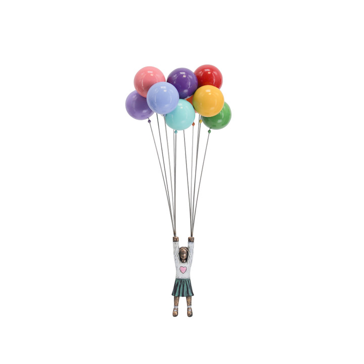 David McGlynn Sculpture - Single Girl B with 10 Balloons