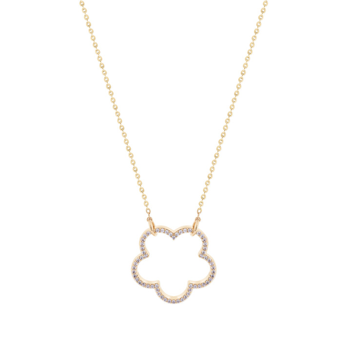 Tc Fleur Collection Cz Inset Cut Out Pendant Gold